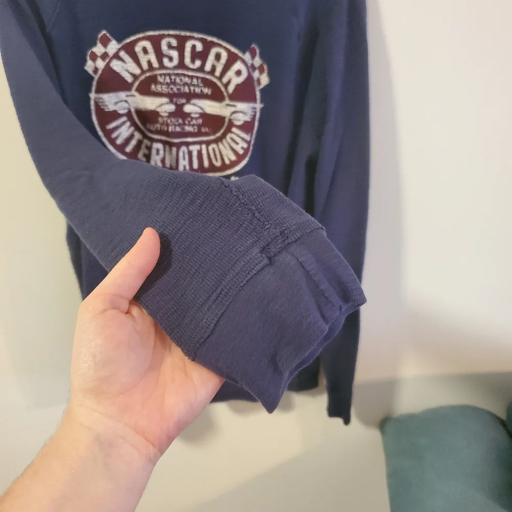 Lucky brand Nascar International long sleeve thermal tee size XL blue red - Picture 8 of 13